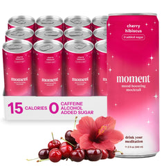 Drink Your Meditation Moment Mocktails bottle-pour shows cherry-hibiscus sparkle for a mindful break.