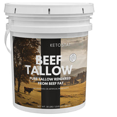 Drip Co beef tallow bulk pail 30lb front view for bulk cooking
