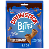Drumstick Bites milk chocolatey waffle cone snacks package front for pantry-friendly indulgence