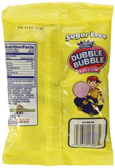 Dubble Bubble Sugar Free Gum bag back shows notes and piece count for planning