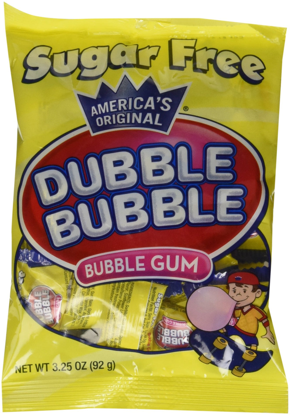 Dubble Bubble sugar-free packaging with 12-pack for on-the-go snacking