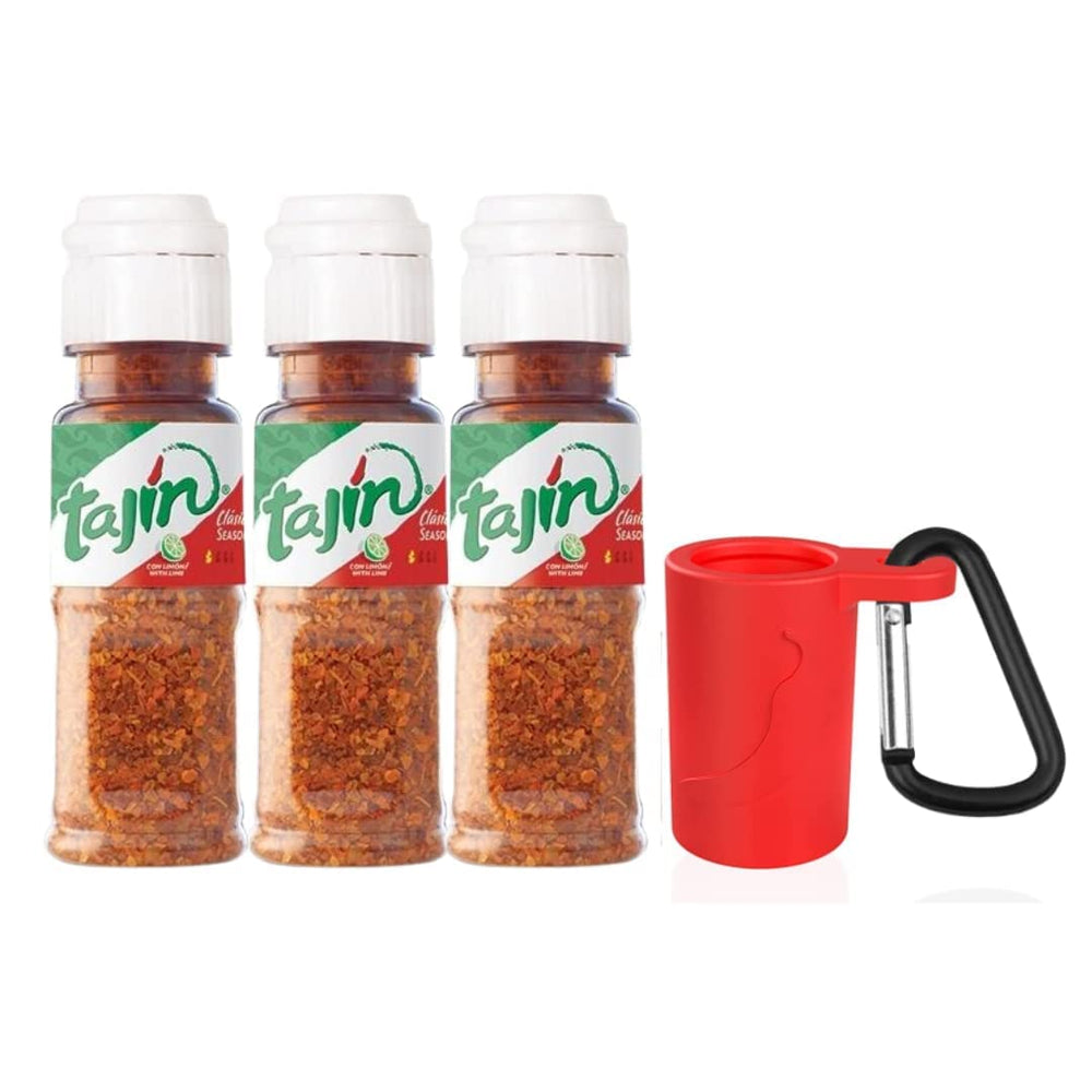 Dubbs Hardware Tajín mini bottle pour captures portable, flavorful chili-lime zest for snacks on the move.