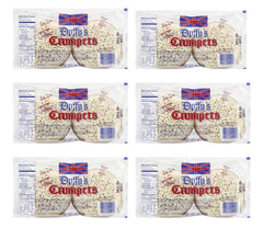 Duffy's Crumpets pack on plate, perfect for toasting to a golden finish.