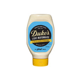 Duke’s Light Mayonnaise squeeze bottle closeup highlights creamy texture ideal for sandwiches