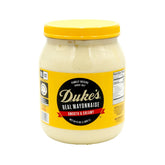 Duke's Mayo jar on counter shows creamy texture ideal for sandwiches
