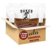 Duke's Pork Original Smoked Shorty Sausages front pack, seven high-protein snack bags for gifting.
