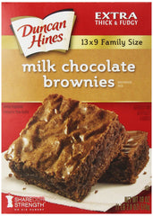 Duncan Hines Milk Chocolate Brownie Mix box for quick, easy desserts
