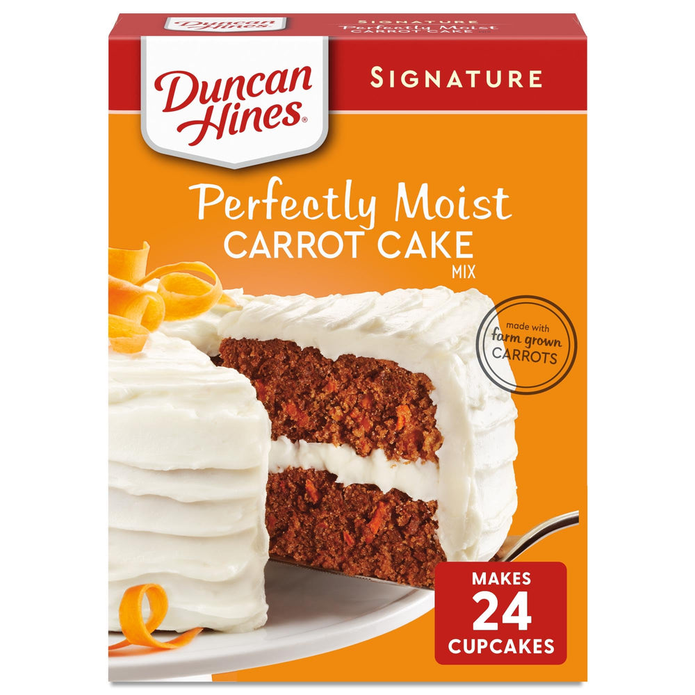 Duncan Hines Carrot Cake Mix box ready for quick Easter desserts
