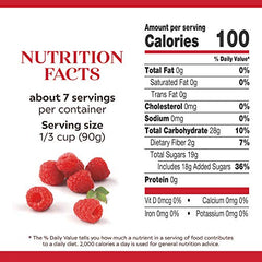 Duncan Hines Comstock Raspberry Pie Filling label close-up highlighting fresh raspberries.