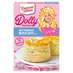 Duncan Hines Dolly Parton's Biscuit Mix box showing Dolly's Easter brunch recipe.