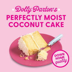 Dolly Parton's Coconut Cake slice on a decorative plate