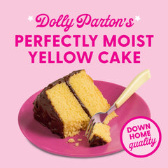 Duncan Hines Dolly Parton's yellow cake baking in the oven fills the kitchen with aroma.