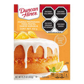 Duncan Hines Orange Supreme cake mix packaging shown for quick, citrus-flavored baking at home.
