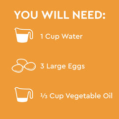 Duncan Hines mix with eggs and oil being added for a bright orange batter.