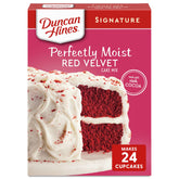 Duncan Hines Red Velvet Cake Mix box showcasing rich cocoa flavor for easy, indulgent desserts