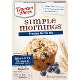 Duncan Hines Simple Mornings batter with blueberries ready for breakfast