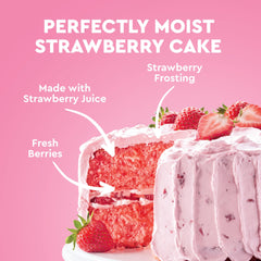 Slice of Duncan Hines Strawberry Supreme cake ready to serve