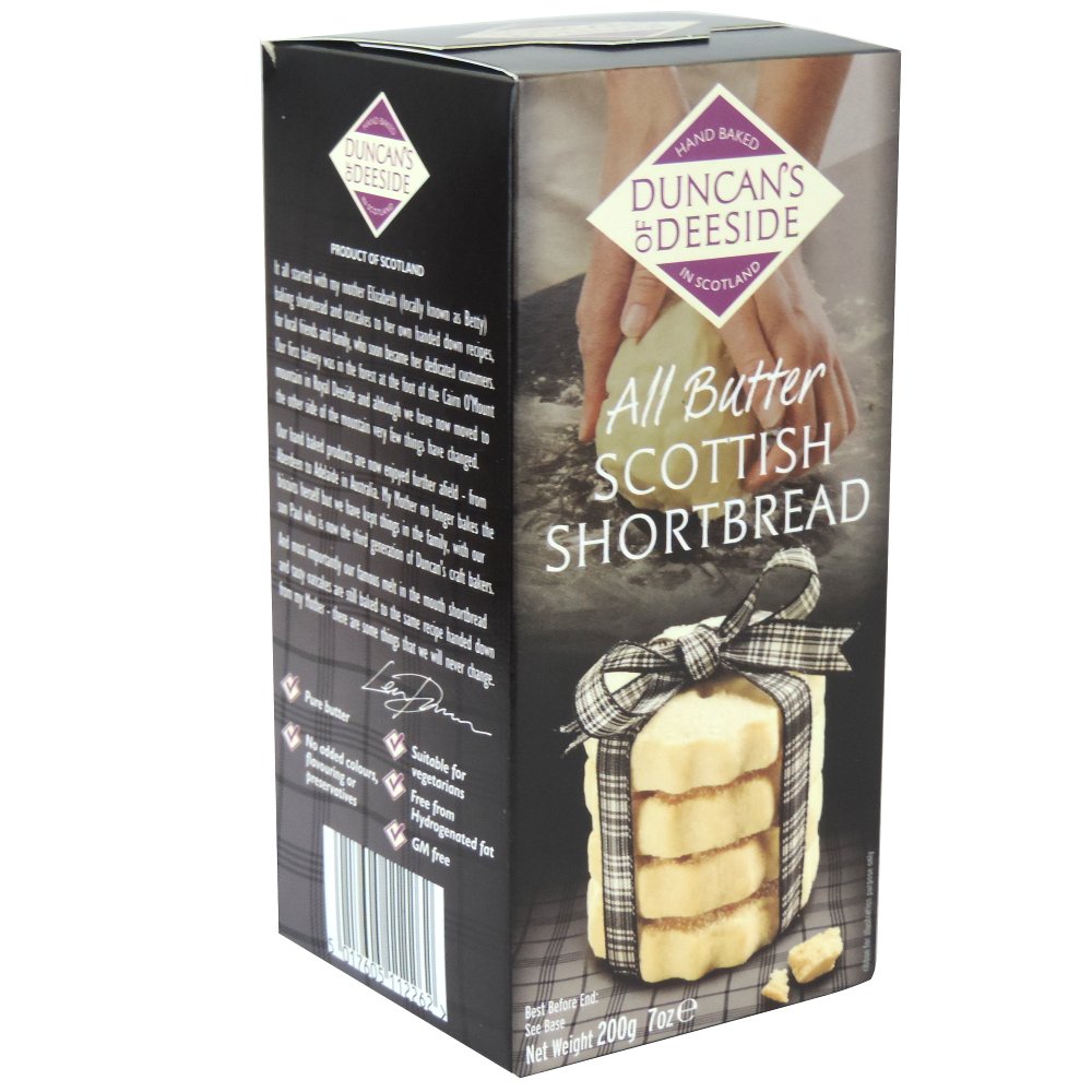 Duncan's of Deeside All Butter Shortbread pack, perfect with tea and a taste of Scotland