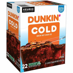 Dunkin Brew K-Cup Over Ice 22-count box shown on packaging