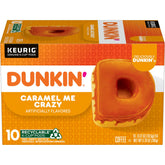 Dunkin' Caramel Me Crazy box of pods for convenient at-home brewing.