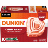 Dunkin Cinnamon Coffee Roll K-Cup box front highlights bakery-inspired flavor preview