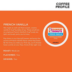 Packaged for home or office convenience, Dunkin' Donuts French Vanilla K-Cups.