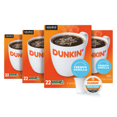 Dunkin French Vanilla 88-pod box highlights convenient bundle for home brewing.