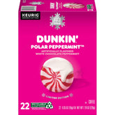 Dunkin Polar Peppermint K-Cup box showcases holiday flavor for Keurig brews.