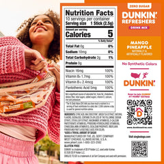 Dunkin Refreshers Mango Pineapple being poured into a water bottle for on-the-go flavor.