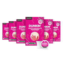 Dunkin White Chocolate Peppermint K-Cup pod ready for brewing.