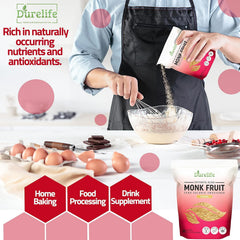 DureLife Golden Monk Fruit dissolving in coffee for sugar-free flavor.
