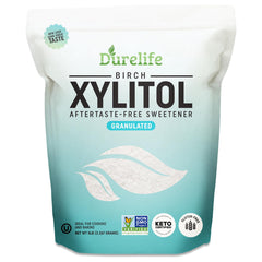 DureLife Xylitol 5 lb bulk bag front view showing product intended for sugar substitution