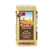 Duru Fine Bulgur package label highlights certifications for vegan cooking.