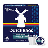 Dutch Bros Coconut Mocha coffee pods box front for convenient tropical mornings