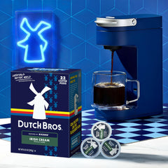 Dutch Bros Irish Cream cup being poured, rich aroma enhancing morning routine.