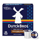 Dutch Bros Mafia Dark Roast box with 32 pods, ideal for quick mornings.