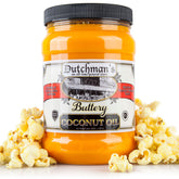 Dutchman’s Popcorn Coconut Oil jar front view for theater-style popcorn at home.