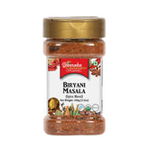 Dwaraka Organic Biryani Masala Powder jar highlights authentic spice blend for flavorful biryani at home.