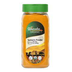 Dwaraka Turmeric Powder 7oz packaging, ready to elevate curries and smoothies.