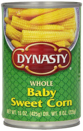 Dynasty Baby Sweet Corn front view of the 15-ounce pack12 for easy meal prep