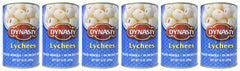 Dynasty Lychee with Syrup cans close-up showing juicy fruit for quick desserts