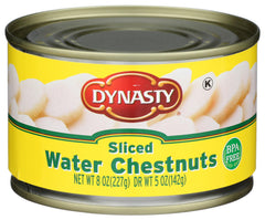 Dynasty Water Chestnuts Sliced—crisp texture ideal for stir-fries and salads.