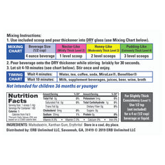 DYSPHAGIAIDE thickener jar side label highlighting packaging and guidelines.
