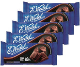 E.Wedel 80% dark chocolate pack of five, rich cacao flavor ideal for gifting.