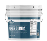 Earthborn Elements White Quinoa in a resealable bucket for easy storage and freshness.
