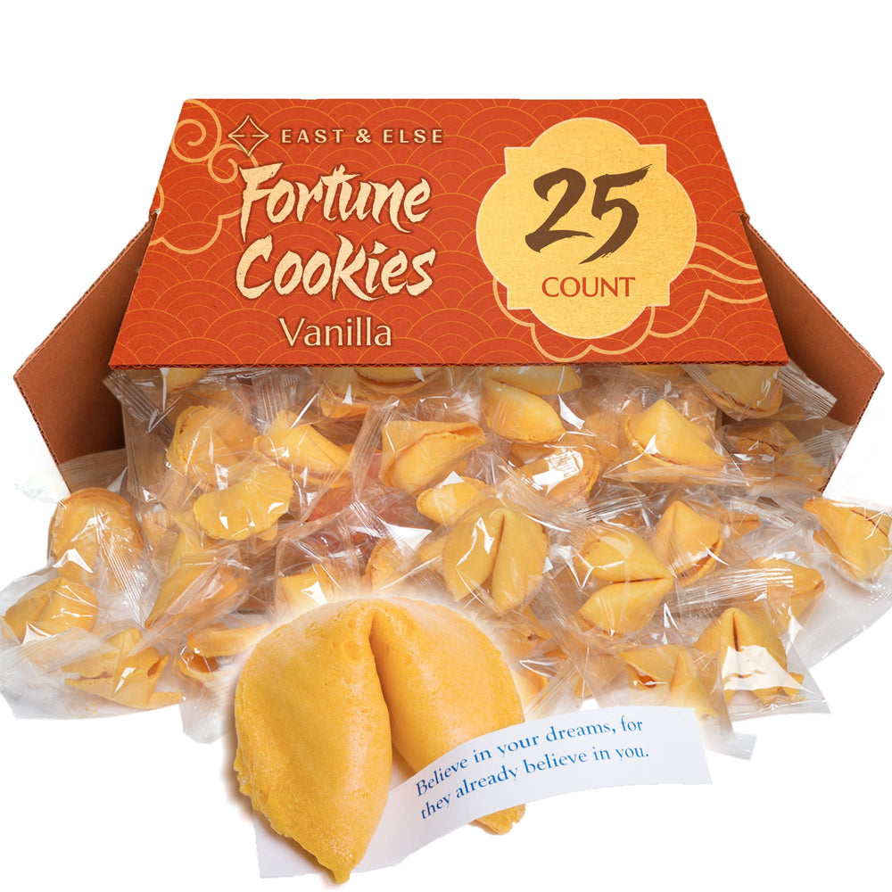East and Else vanilla fortune cookies bulk pack ready for parties and catering.