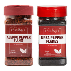 Eastanbul Aleppo Pepper Flakes jar adds fruity heat to meats.