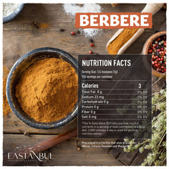 Eastanbul Berbere spice ground powder mound shows vibrant color ideal for spice rubs