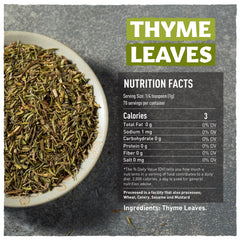 Eastanbul dried thyme bottle offers rich aroma for roasting and veggies.