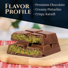 Eastanbul Dubai Pistachio Bar slice reveals creamy chocolate with pistachio filling
